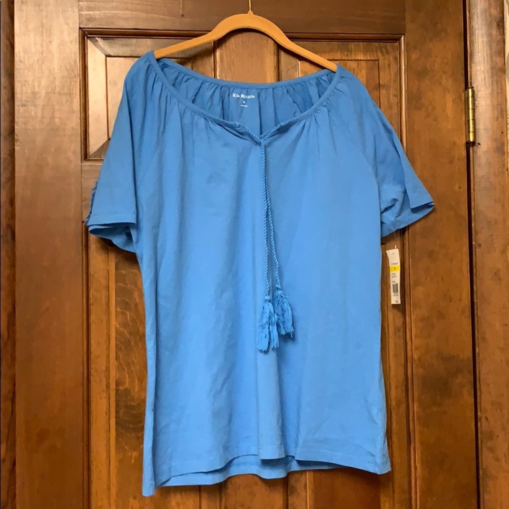 Kim Rogers Blue Short Sleeve peasant top